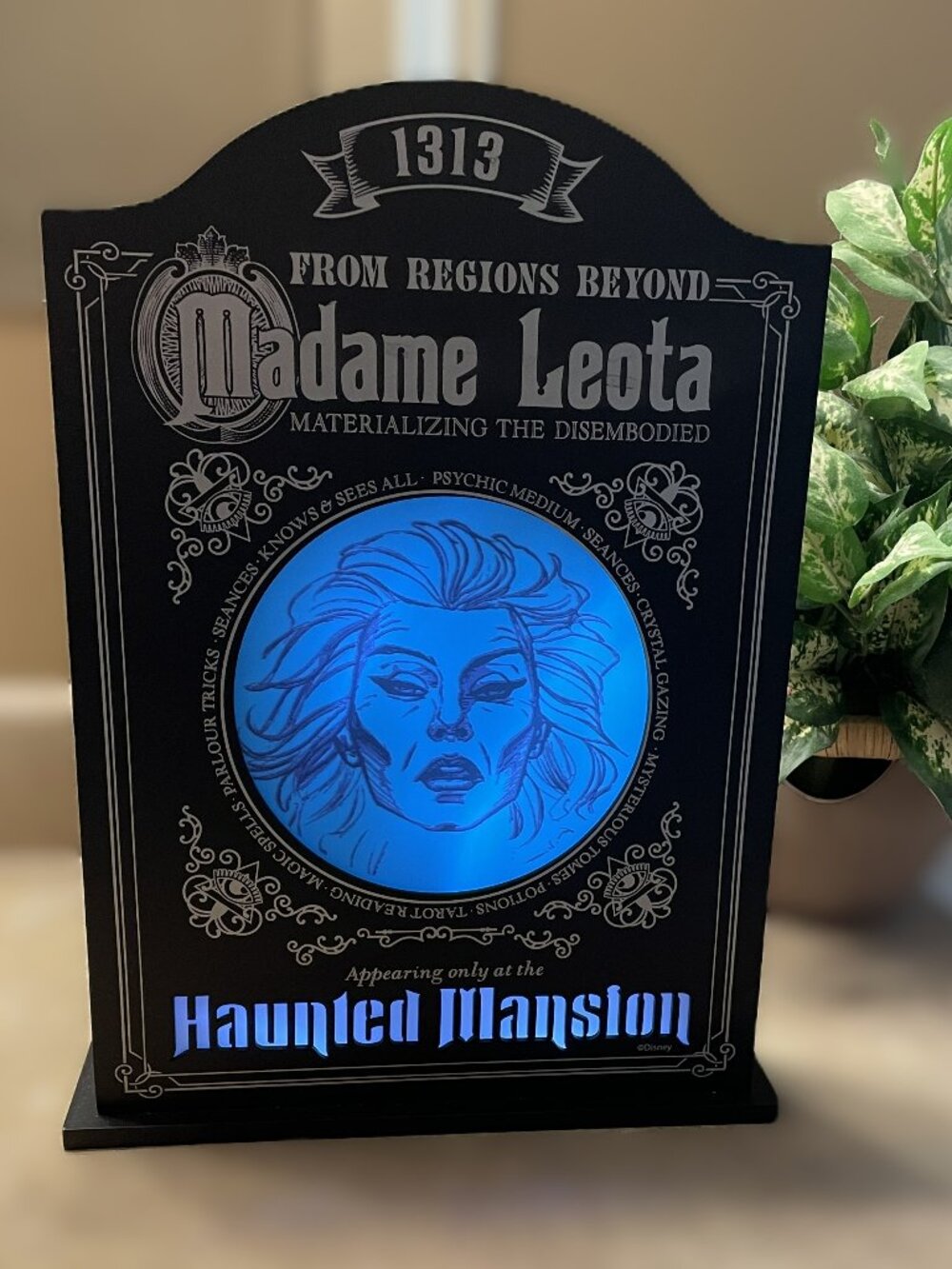 Madame Leota Light Up Sign Halloween Decor Disney Haunted Mansion Tabletop